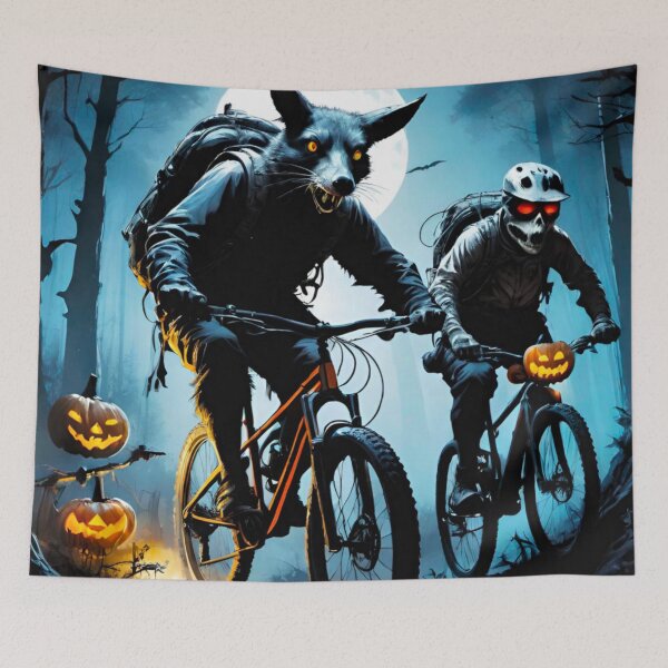 Item preview, Haunted Forest MTB Adventure with Halloween Animals designed and sold by GrizzlyCollective.
