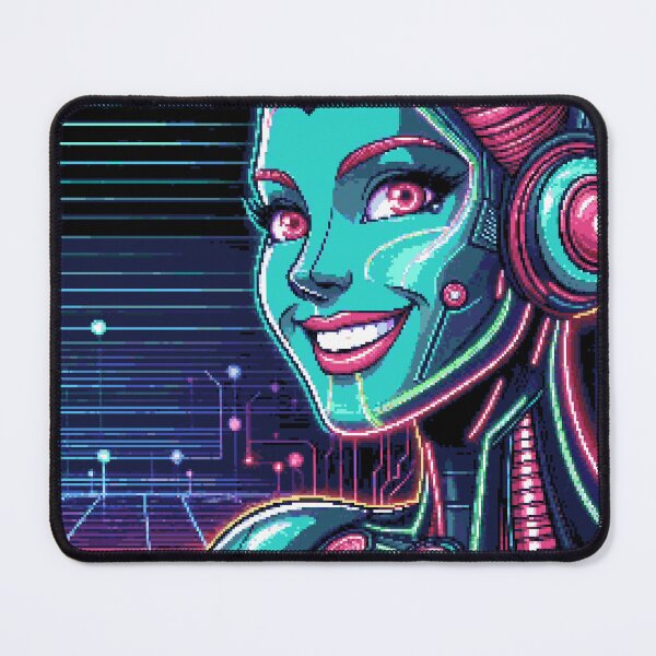 Artikelvorschau, Pixelart Neon Cyber Girl Portrait #11 entworfen und verkauft von captainglondo.