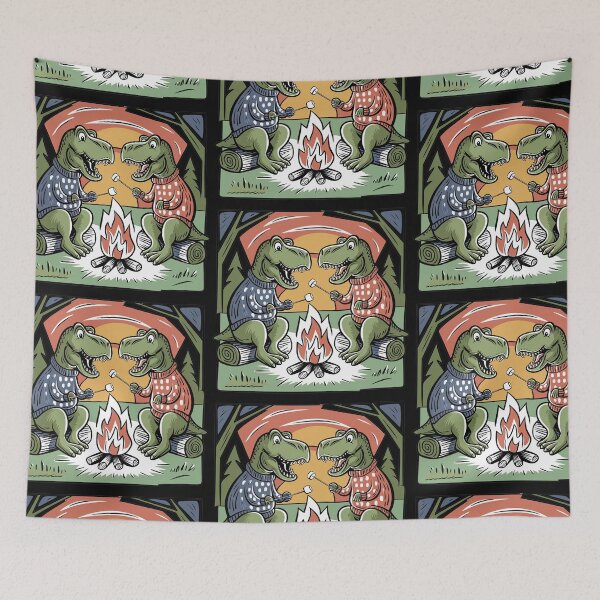 Item preview, Funny T-rex Dinosaurs Roasting Marshmallows Camping designed and sold by Nature's Fancy.