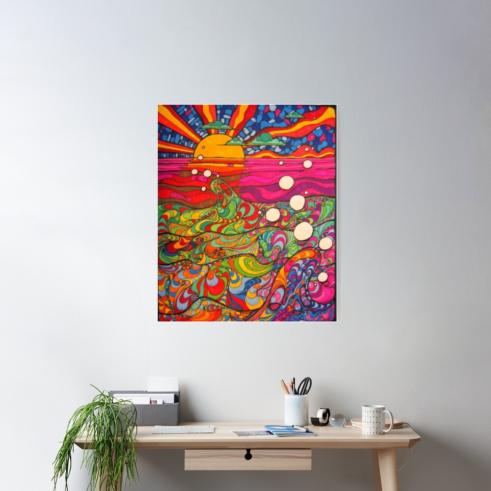 Psychedelische trippy Hippie-bunte Illustration Poster