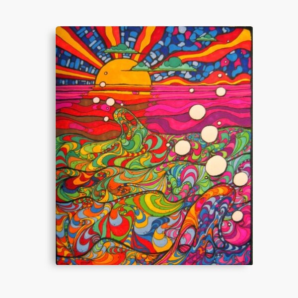 Psychedelische trippy Hippie-bunte Illustration Leinwanddruck