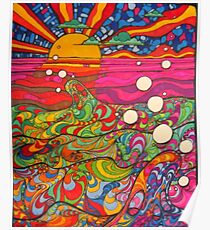 Psychedelische Trippy Hippie-bunte Illustration Poster