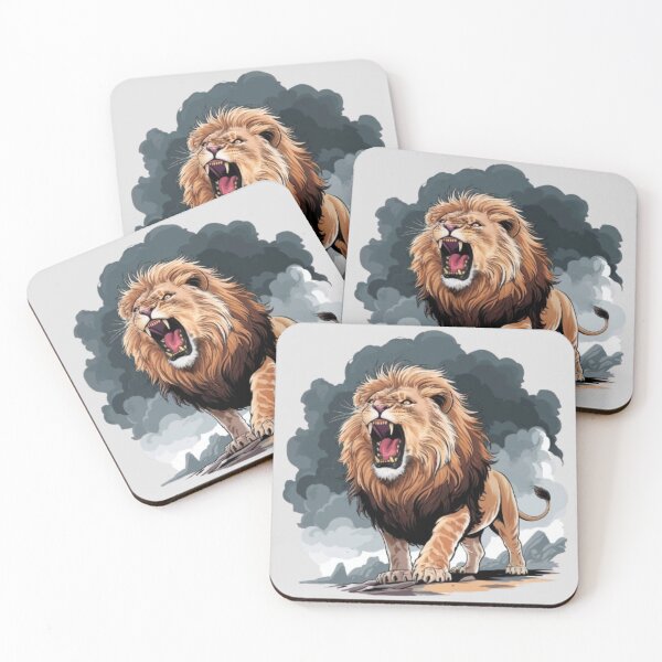 Item preview, A majestic lion roaring with its mane flowing in the wind designed and sold by 123ks.