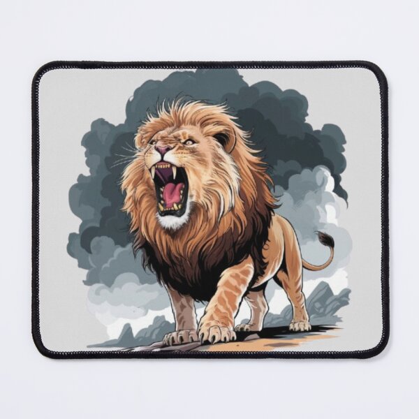 Item preview, A majestic lion roaring with its mane flowing in the wind designed and sold by 123ks.