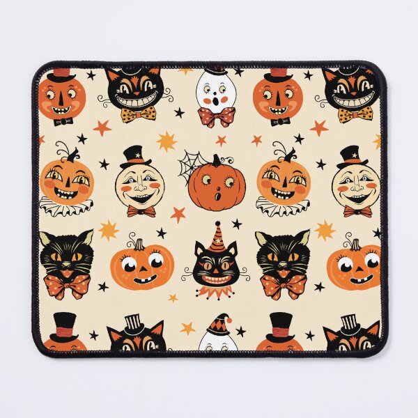 Item preview, Vintage Halloween Folk Art Retro Pumpkins and Cats Pattern designed and sold by PUFFYP.