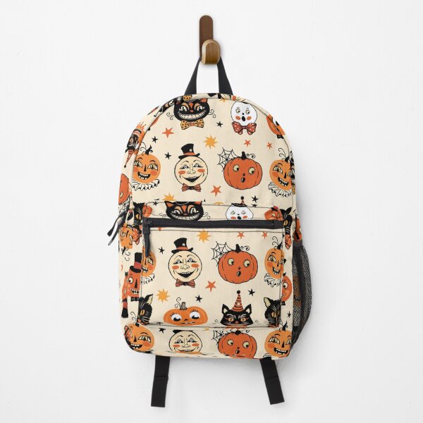 Item preview, Vintage Halloween Folk Art Retro Pumpkins and Cats Pattern designed and sold by PUFFYP.