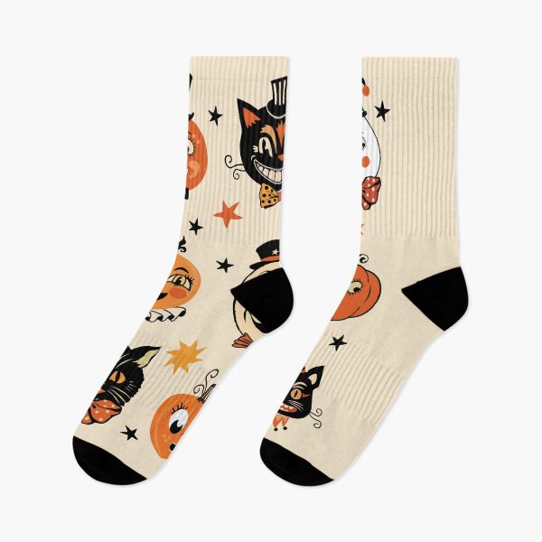 Item preview, Vintage Halloween Folk Art Retro Pumpkins and Cats Pattern designed and sold by PUFFYP.