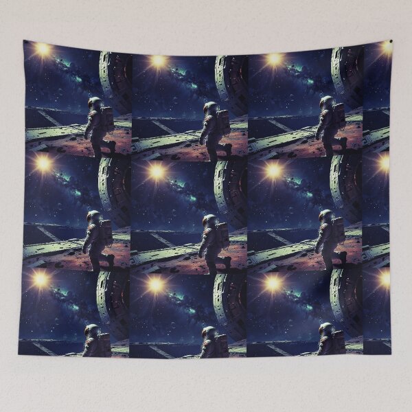 Item preview, Astronaut Exploring Futuristic Space Station in Deep Space designed and sold by Tom-Riley.