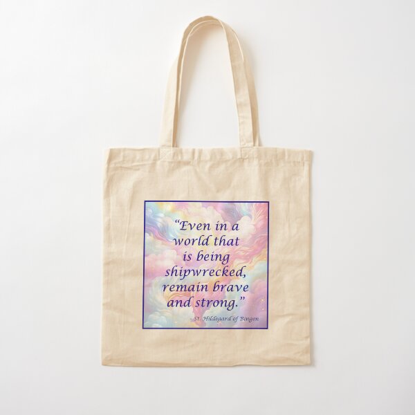 Vista previa del artículo con la obra «Cita de Santa Hildegarda de Bingen en bolsos», diseñado y vendido por HippieLivysShop.