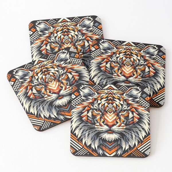 Item preview, Fierce Tiger in Abstract Geometric Patterns designed and sold by FAONIM.