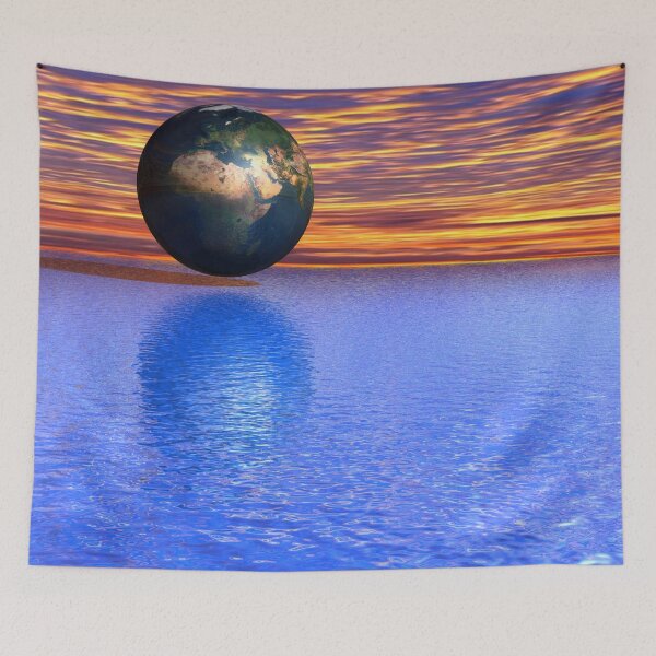 Item preview, Planet Earth flying on blue water of the ocean designed and sold by carlotoffolo.