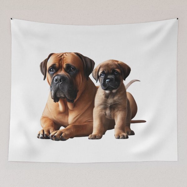 Item preview, Bullmastiff mother and her playful puppy designed and sold by CardsStudio.