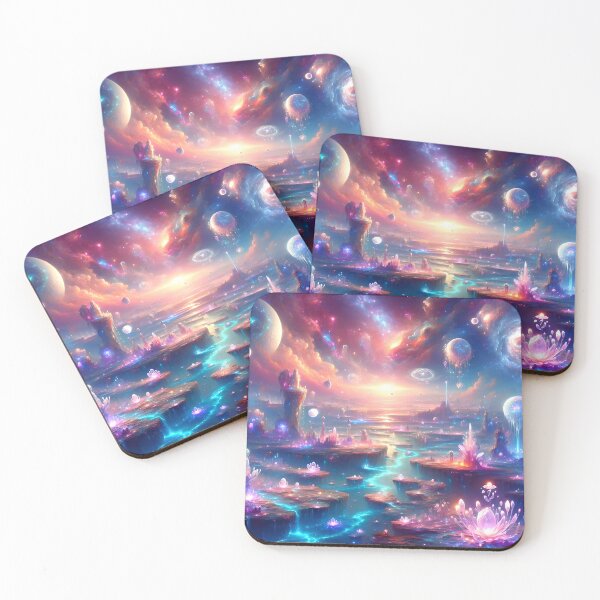 Item preview, Ethereal Alien Landscape with Floating Crystals designed and sold by koreatvtea.