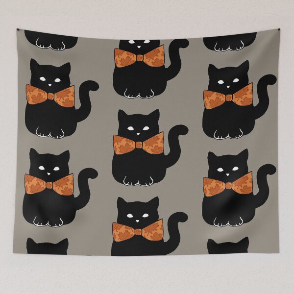 Item preview, cat in a bow tie, maple leaves designed and sold by SaelKamila.