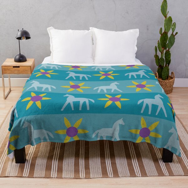 Item preview, Blue Horse and Flowers Minimal Modern Ethnic Seamless Geometrical Pattern designed and sold by Dalia Bieliūnaitė.