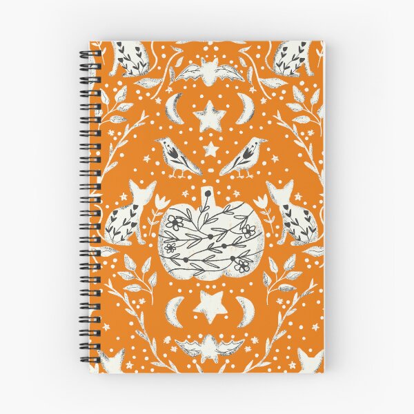 Item preview, Cottage Halloween Black Cat Floral Damask Orange designed and sold by susycosta.
