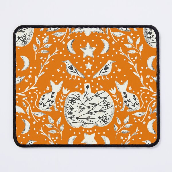 Item preview, Cottage Halloween Black Cat Floral Damask Orange designed and sold by susycosta.