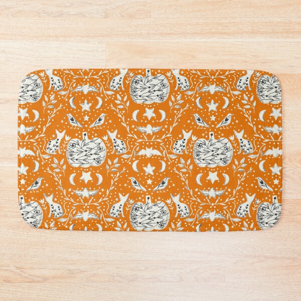 Item preview, Cottage Halloween Black Cat Floral Damask Orange designed and sold by susycosta.