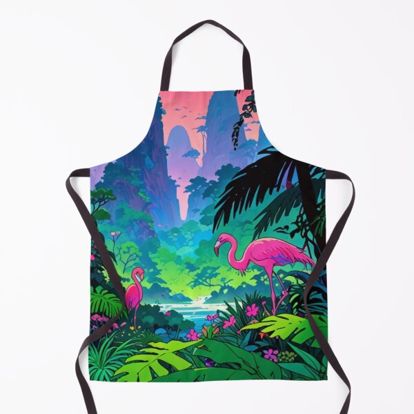 Item preview, Anime drawing of pink flamingos in the forest designed and sold by Millionsxi.