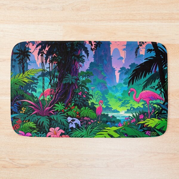 Item preview, Anime drawing of pink flamingos in the forest designed and sold by Millionsxi.
