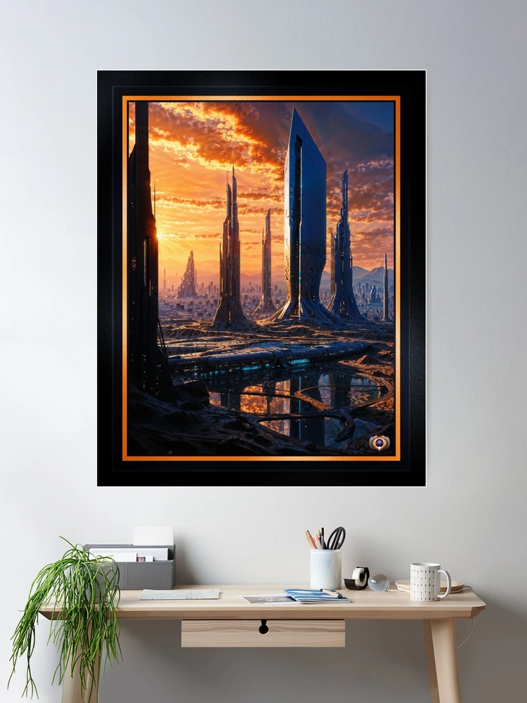 The Majestic Towers of The Belcrest Metropolis Of Xylophia-IV Captivating AI Concept Art by Xzendor7 Wall Decor Poster Art Print