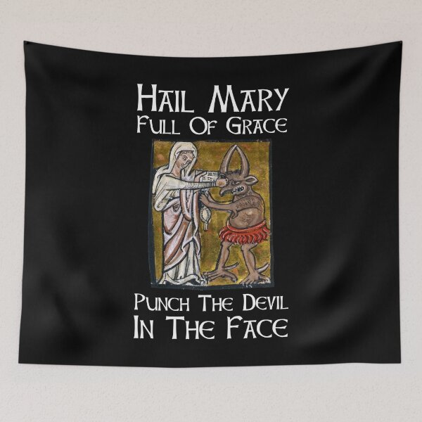 Item preview, Dios te salve, María, llena eres de gracia. ¡Golpea al diablo en la cara! designed and sold by Cat Lady Designs.