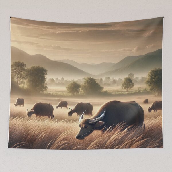 Item preview, Serenity in the Fields: Buffalo Grazing in Peaceful Harmony designed and sold by Meta2Physical.