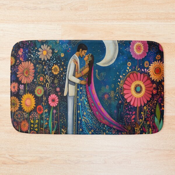 Item preview, Indian Romance Couple surrounded by flowers designed and sold by BeatnikBuddha.