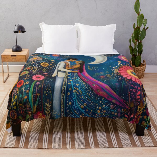 Item preview, Indian Romance Couple surrounded by flowers designed and sold by BeatnikBuddha.
