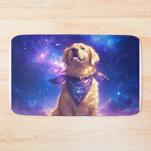Item preview, Golden Retriever with Starry Neckband and Cosmic Symbols designed and sold by Christian Weiss.