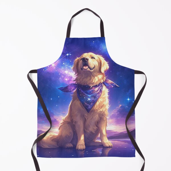 Item preview, Golden Retriever with Starry Neckband and Cosmic Symbols designed and sold by Christian Weiss.