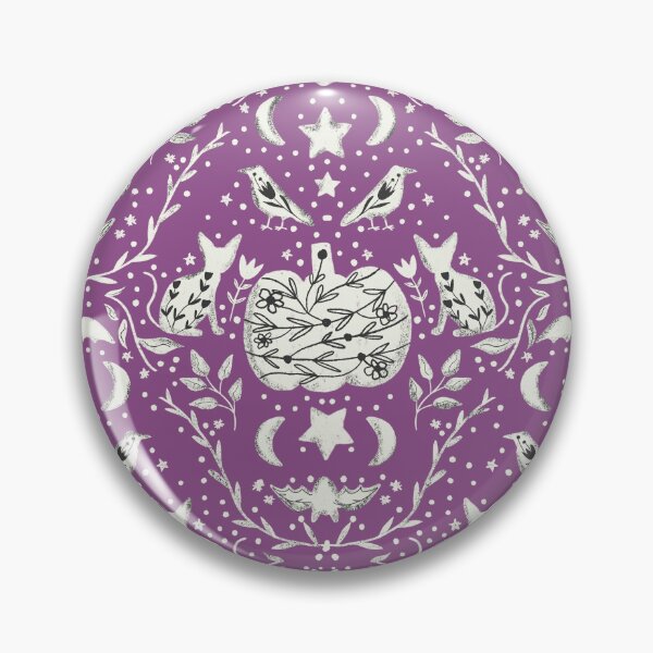 Item preview, Cottage Halloween Black Cat Floral Damask Purple  designed and sold by susycosta.