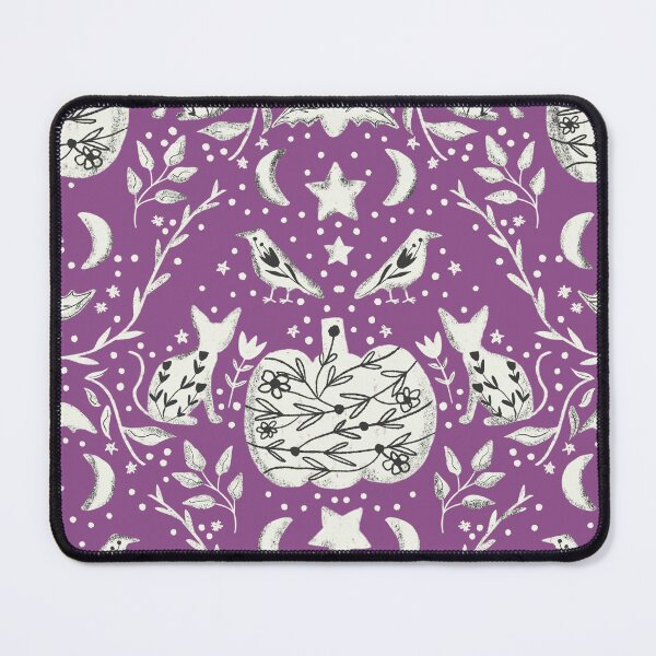 Item preview, Cottage Halloween Black Cat Floral Damask Purple  designed and sold by susycosta.