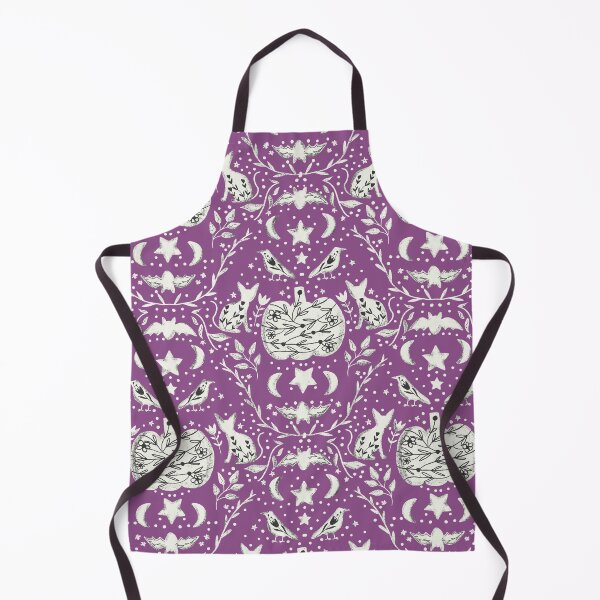 Item preview, Cottage Halloween Black Cat Floral Damask Purple  designed and sold by susycosta.