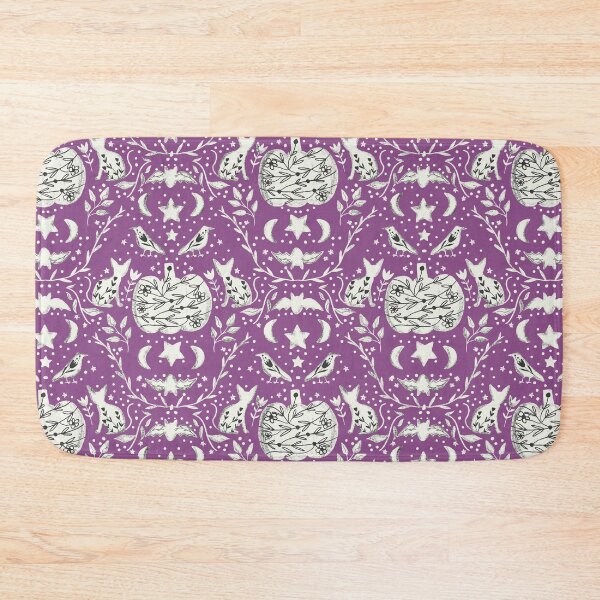Item preview, Cottage Halloween Black Cat Floral Damask Purple  designed and sold by susycosta.