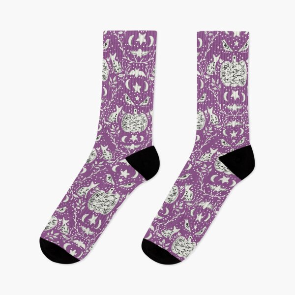 Item preview, Cottage Halloween Black Cat Floral Damask Purple  designed and sold by susycosta.