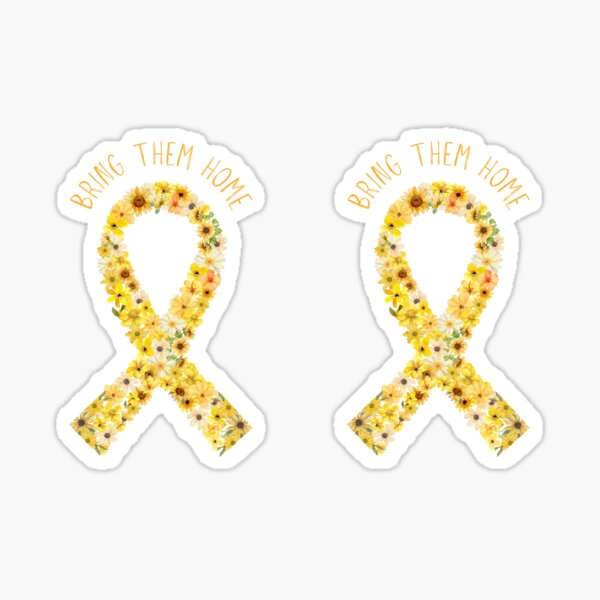 Item preview, Bring Them Home Yellow Awareness Ribbon With Flowers Sticker - Set of 2 designed and sold by Meirahs.