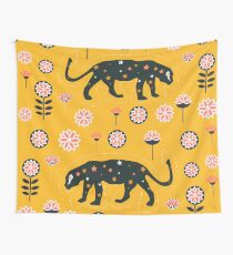 Fantastic jaguars and flowers Wall Tapestry