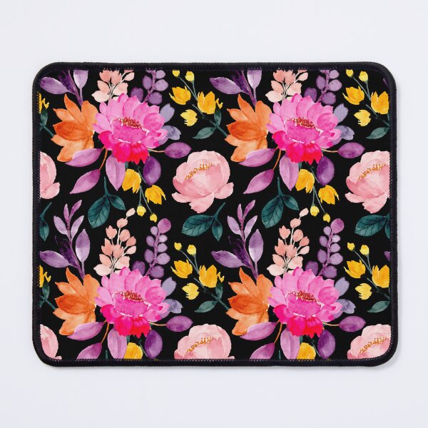 Item preview, Blush Pink Watercolor Floral Symphony – Blooming Elegance BG Black designed and sold by whereisOlga_.