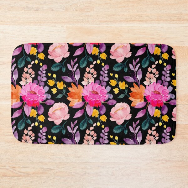 Item preview, Blush Pink Watercolor Floral Symphony – Blooming Elegance BG Black designed and sold by whereisOlga_.