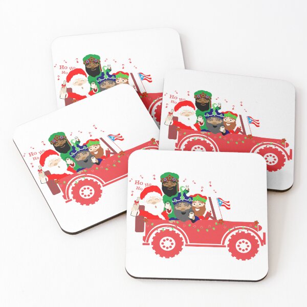 Item preview, Puerto Rico Chinchorreo Christmas Santa Claus Three Kings Coquito Red Car Boricua Flag designed and sold by byDarling.