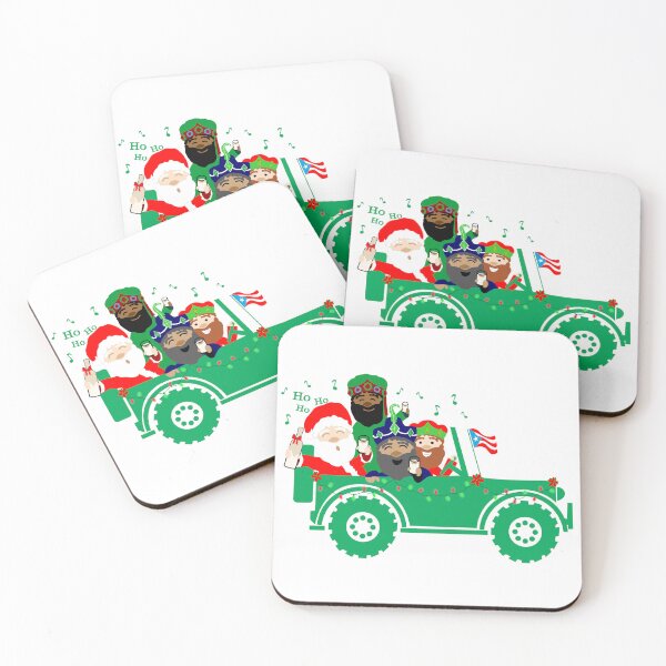 Item preview, Puerto Rico Chinchorreo Christmas Santa Claus Three Kings Coquito Green Car Boricua Flag designed and sold by byDarling.