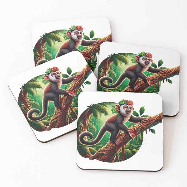 Item preview, Titi monkey gracefully climbing a tree in the heart of the Amazon jungle, a glimpse of wildlife beauty designed and sold by KreaDesignOne.