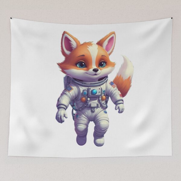 Item preview, Cute cartoon astronaut fox floating in space designed and sold by jean-nicolas.