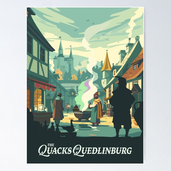 Artikel-Vorschau von THE QUACKS OF QUEDLINBURG - Inspiriertes Poster / Retro Brettspiel Poster / Wand kunstdruck / Fantasy, Brettspiel, RPG, DnD / Home Decor Geschenkidee, designt und verkauft von RoleplayRealm.
