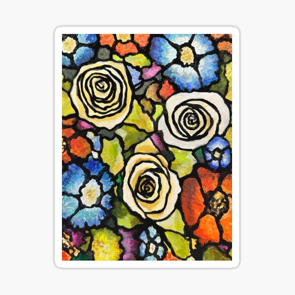 Item preview, Vibrant Rose Poppy Stained Glass Style designed and sold by Valerie Kelley.