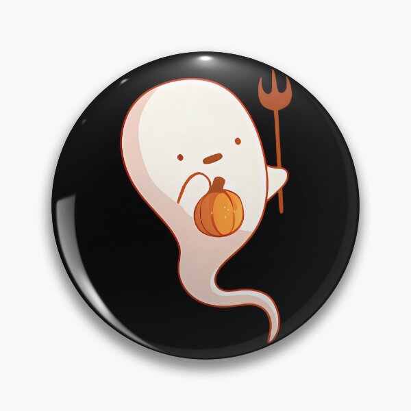 Aperçu de l'œuvre Fantôme d'Halloween mignon avec citrouille et fourche créée et vendue par BadLuckByDesign.