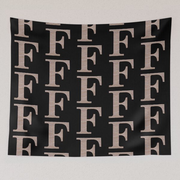 Item preview, Letter F Metallic Look Stripes Silver Gold Copper designed and sold by theartofvikki.