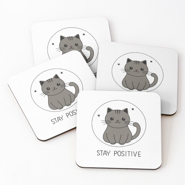 Item preview, Stay Positive - Cute Gray Cat with Uplifting Message designed and sold by My Heart and Soul.