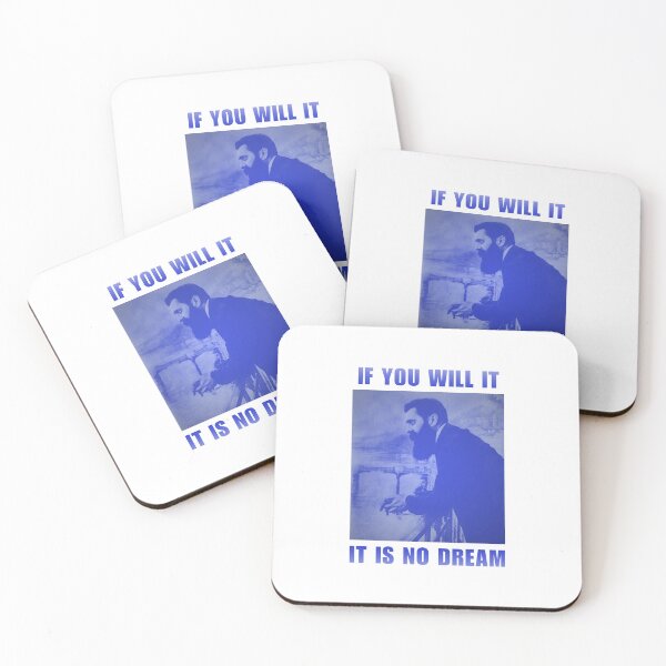 Item preview, Theodor Herzl "If you will it, it is no dream" Zionist Inspirational quote - blue designed and sold by Meirahs.